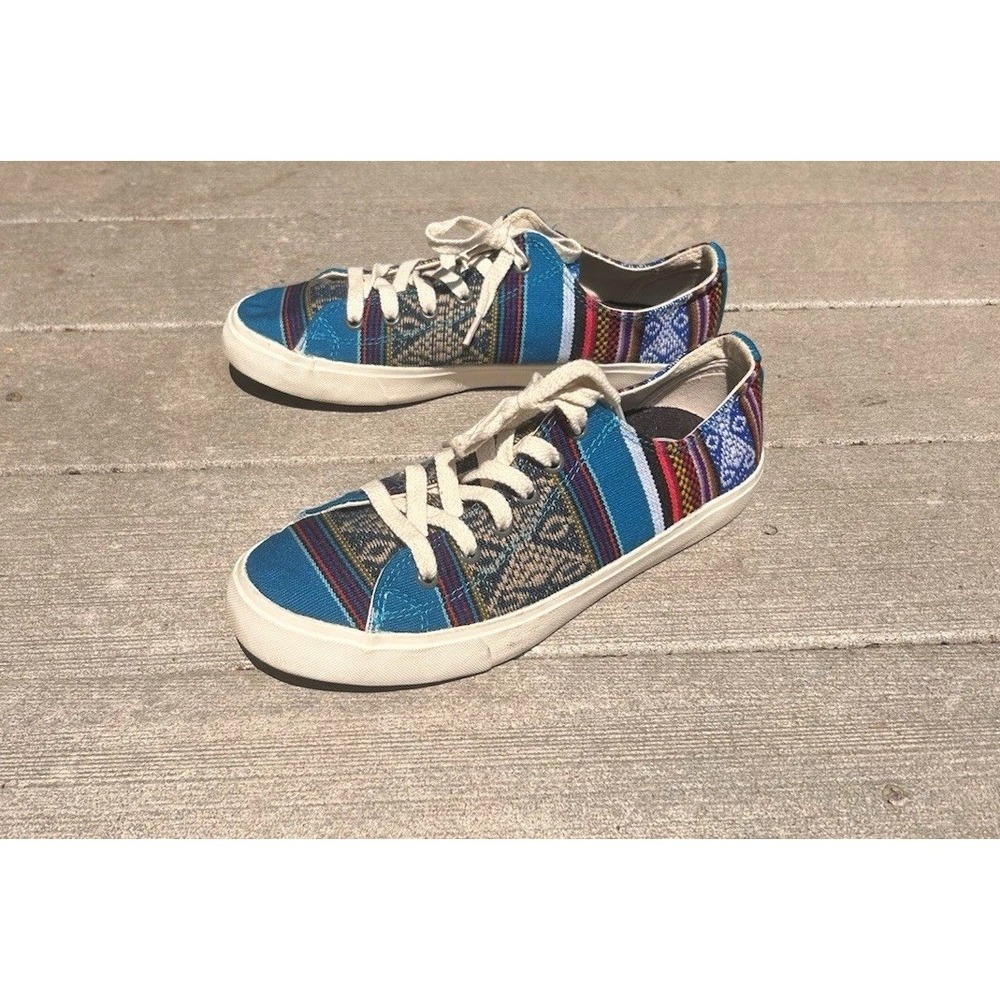 Inkkas Bluebird Tribal Woven Low Top Sneakers Womens 9 Mens 7 Made in Mexico